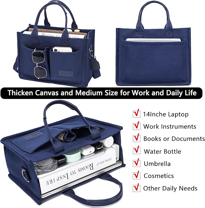 ZHMO Canvas Tote Bag for Women,Women's Bags Crossbody Bags Work Laptop Tote Bag Large Handbags Purse for Travel Nurse Teacher