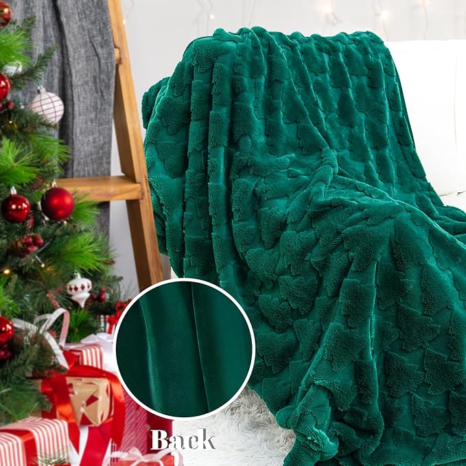 Green Christmas Throw Blanket - Christmas Blankets and Throws Green Gifts for Men Women - Soft Cozy Fuzzy Faux Fur Throw Blanket 50x60 Inch Xmas Decorations for Room Couch Sofa Bed