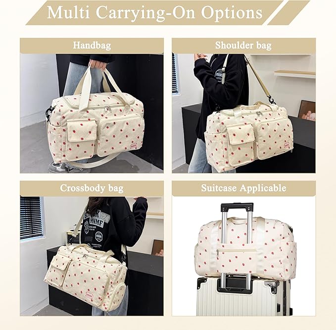 Small Gym Bags for Women, Travel Duffle Bag with Shoes Compartment, 4 in 1 Carry on Weekender Overnight Bag with Dry Wet Separated Pocket, Sport Gym Tote Bag for Yoga, Dance, Swimming, Workout, Ballet