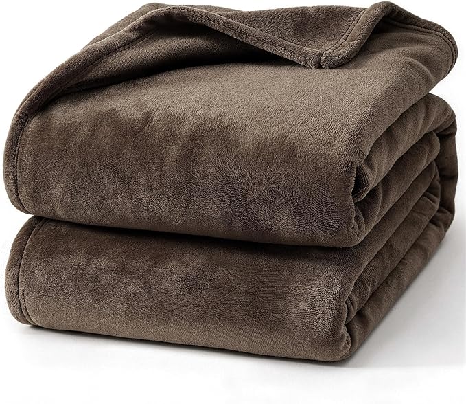 Hansleep Fleece Brown Queen Blanket, Super Soft Flannel Fuzzy Plush Cozy Blanket for All Seasons, Brown, Queen 90x90 Inches