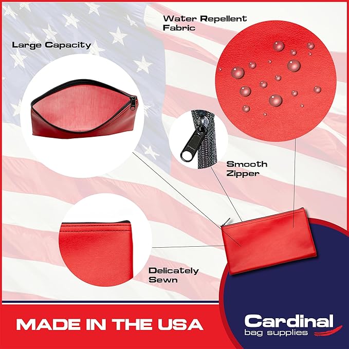 Multi-Purpose Zipper Bag, Reusable, Travel Pouch, Lightweight, Makeup Organizer, 11 x 6 Inch (Red)