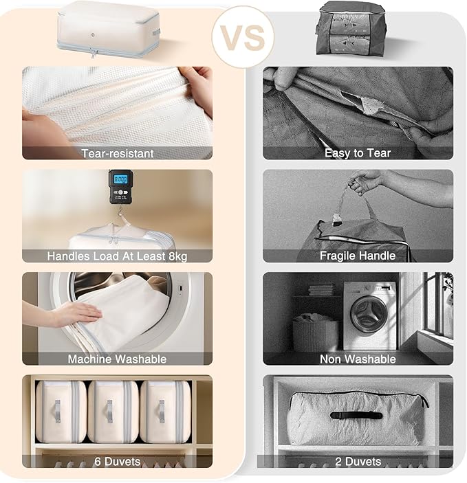 Comforter Storage Bag - Extra Large Capacity Blanket Storage Bags 4-Layer Ultra Space Saving Self Compression Organizer, Washable Compression Bags for Storage Comforter Blanket, 1-Pack, Beige