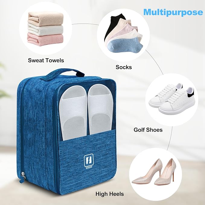 Large Shoe Bags for Travel, Holds 3 Pairs, Blue