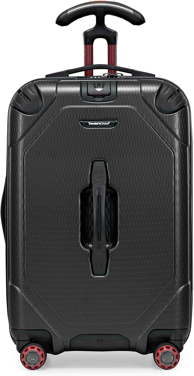 Traveler's Choice Maxporter II Polycarbonate Hardside Trunk with Spinner Wheels, Black, 22-Inch Carry-on Luggage