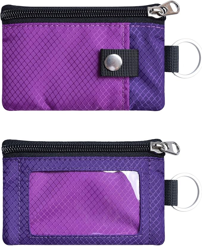 CHENSPRX Minimalist RFID Blocking Small Wallet with ID Window,WaterResistant Zip Id Case Wallet with Lanyard Keychain for Cards,Cash,Travel,Women,Men