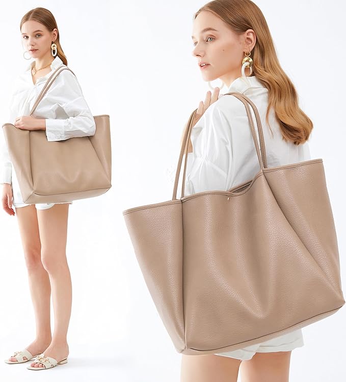 Oversize Pu Leather Tote Women Weekender Bag Shopper Handbag Travel Purse
