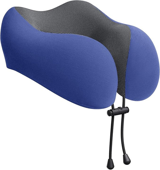 Travel Pillow for Airplane Memory Foam Neck Pillow, Soft & Support Travel Pillow for Travelling, Sleeping Rest, Car, Train and Home Use (Dark Blue)