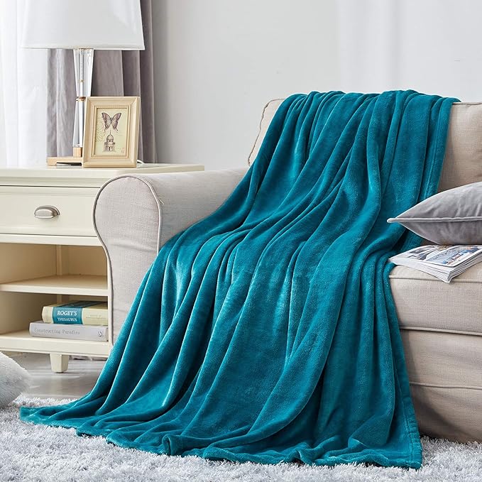 Hansleep Fleece Blanket for Couch Teal, Super Soft Flannel Fuzzy Throw Plush Cozy Blanket for All Seasons, Teal, Throw 50x60 Inches