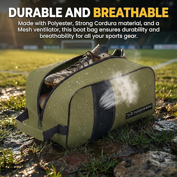 Waterproof Sports Boot/Shoe/Travel Bag for Football Cricket Rugby Golf Toiletry Gym for Boy/Girl Men/Women (Olive Green)