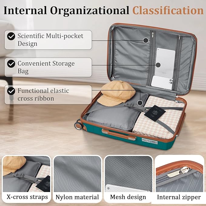 4 Piece Expandable Hardshell Pink Luggage Sets with Spinner Wheels, Lightweight Travel Suitcase Set with TSA Locks, 20 inch Carry On for Women (Coral, 4 Piece Set)