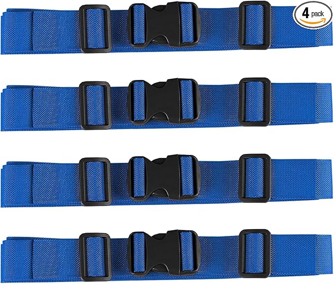 MAGARROW 1.5" Utility Luggage Straps with Buckle Adjustable, 4-Pack (Blue, 1.5 in x 3.2 ft)