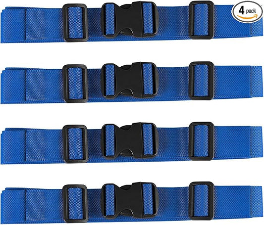 MAGARROW 1.5" Utility Luggage Straps with Buckle Adjustable, 4-Pack (Blue, 1.5 in x 3.2 ft)