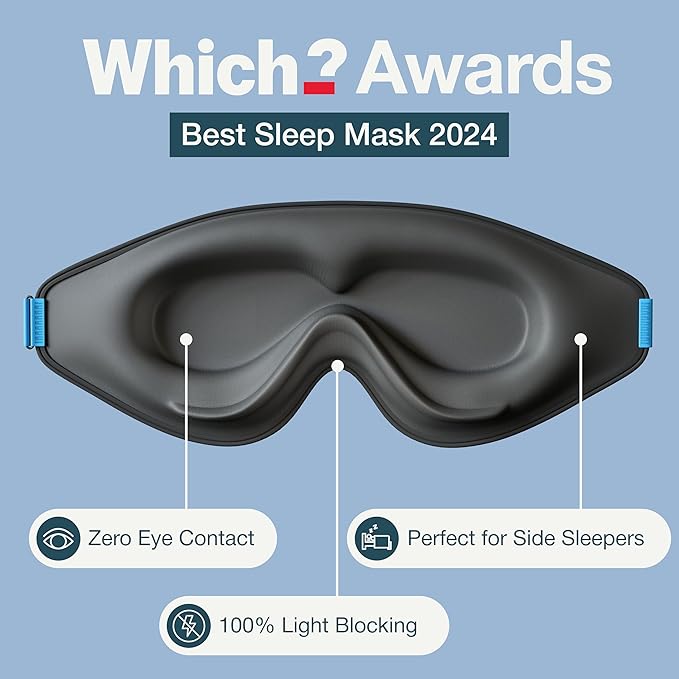 MyHalos® Sleep Mask – 3D Blackout Eye Mask for Women & Men, Side Sleepers, Zero Pressure Memory Foam Eyelash Friendly, Breathable,Award-Winning Sleep Aid for Travel (Black, 1 Count (Pack of 2))
