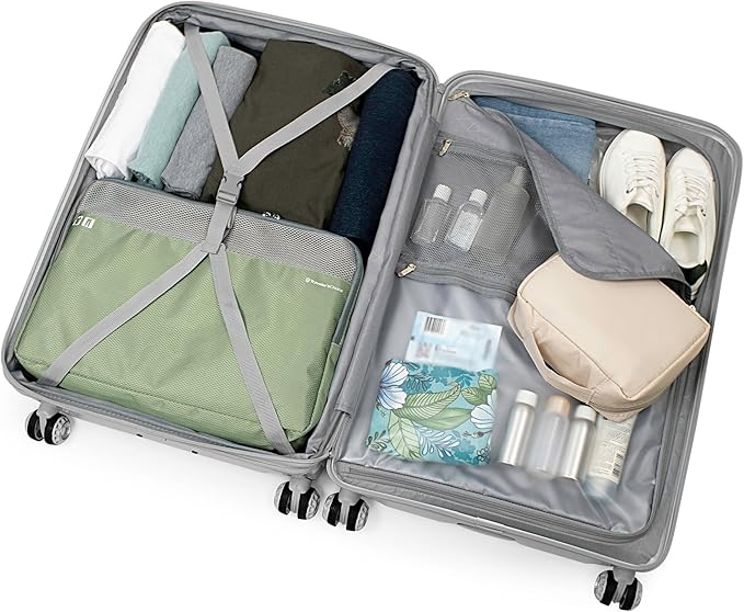 Traveler's Choice Elm Expandable Spinner Luggage, Matte Silver, 2 Piece Set