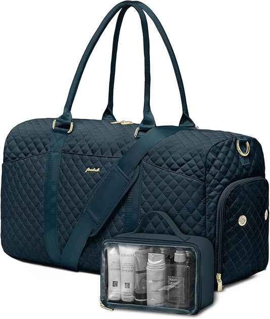 Women Weekender Travel Duffle Bag: Travel Duffel Overnight Bags with Shoe Compartment Large Carry on Tote with Toiletry Bag Weekend Traveling Yoga Gym Hospital Bag for Women with Wet Pocket