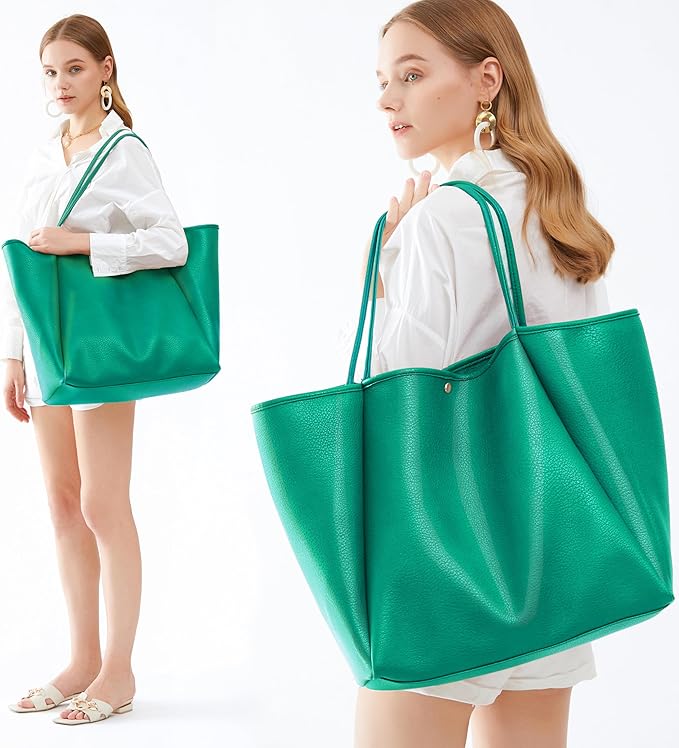 Oversize Pu Leather Tote Women Weekender Bag Shopper Handbag Travel Purse