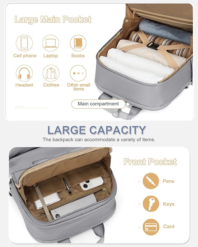 wepadre Small Travel Backpack Carry on Flight Approved Personal Item Travel Bag Carry on Backpack for Women Work Laptop Backpack for Traveling Personal Bags for Airplanes