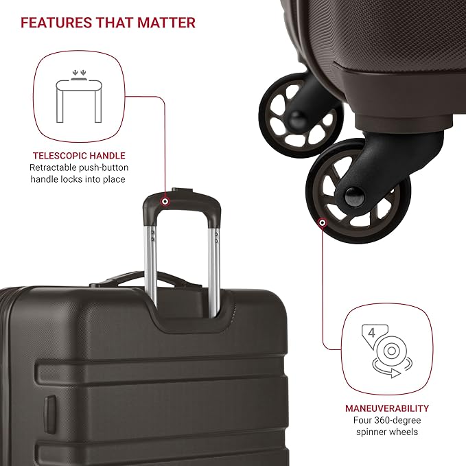 SwissGear 7366 Signature Hardside Expandable Luggage with Spinner Wheels, TSA Lock, Chocolate, Checked-Large 27-Inch