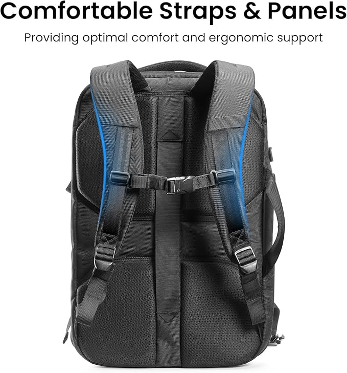 tomtoc Travel Backpack 40L, TSA Friendly Flight Approved Carry-on Luggage Hand Water-resistant Lightweight Business Rucksack, Durable Large Weekender Bag Daypack Fits 17.3 Inch Laptop, PFAS Free