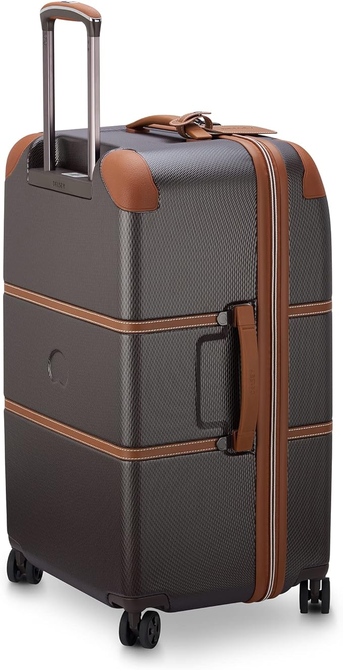 DELSEY PARIS Chatelet Air 2.0 Hardside Luggage Trunk with Spinner Wheels, Chocolate Brown, Checked-26 Inch