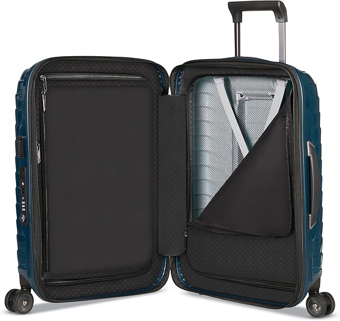 Samsonite Proxis Global Carry-On Hardside Luggage with Dual Spinner Wheels, Airline Approved - Innovative Roxkin™ Lightweight Shell With Ultimate Durability- TSA Lock, Telescopic Handle - Petrol Blue