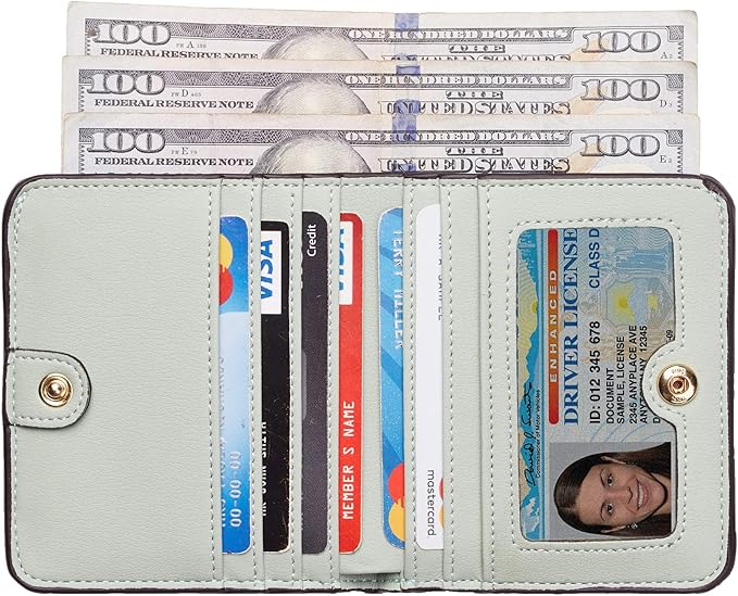 Toughergun Women’s Small Slim Leather Wallet with RFID Protection, Compact Bifold Mini Purse with Clear ID Window