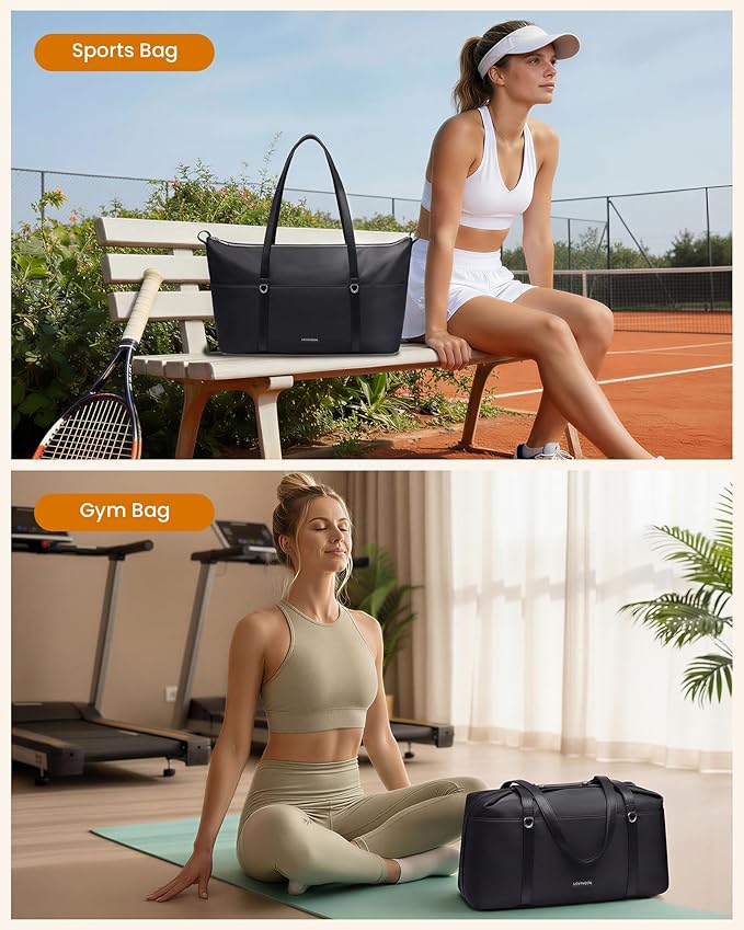 LOVEVOOK Gym Bag for Women, Small Sport Duffle with Shoe Compartment, Weekender Travel Tote for Work Yoga Workout