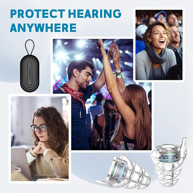Hearprotek Hi-Fi Spirit Concert Ear Plugs, High Fidelity Silicone Music Earplugs for Concerts, Noise Reduction, Hearing Protection, Motorcycle, Musicians, Rave, Dj, Tinnitus Relief (Small Size)