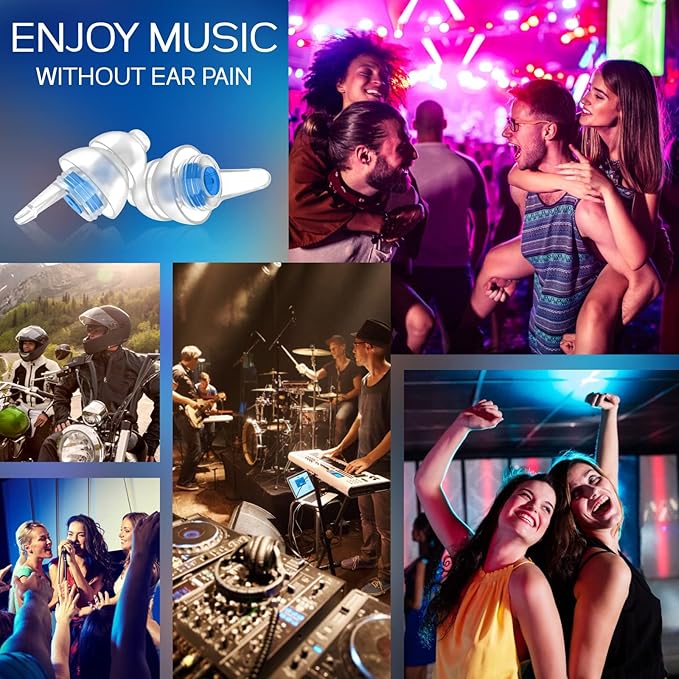 Concert Ear Plugs 2 Pairs, Noise Reduction Music Earplugs for Musicians, DJs, Festival, Raves, Loud Events, Hearing Protection for Adult/Kids 12+, incl Lanyard & Aluminum Case