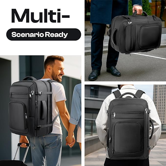 Roomy Travel Backpack, Expandable 40L-50L Carry On Backpack For 17.3" Laptop,TSA Flight Approved Business Travel Backpack w/ Multiple Organizer Pockets for Work,Overnight Trip,College &Daily Commuting