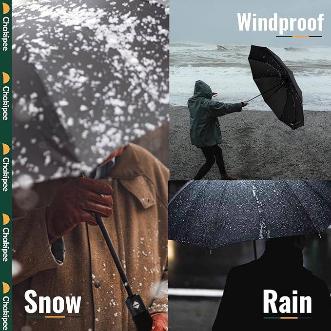 Travel Compact Umbrella Windproof - Portable Automatic Umbrellas for Rain, Inverted Folding Umbrella for Men and Women