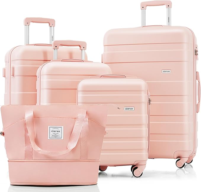 5 Piece ABS Hardshell Luggage Sets Spinner Wheel Suitcase TSA Lock Suitcases