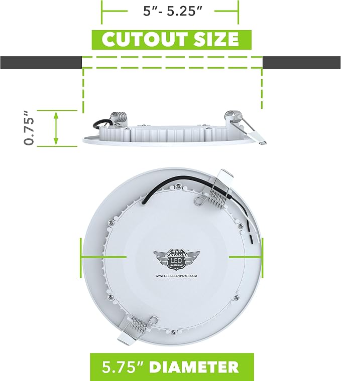 5 Pack Leisure LED RV Boat Recessed Ceiling Light 720 Lumen Super Slim LED Panel Light DC 12V 5.75" 9W Full Aluminum Downlights (Natural White)