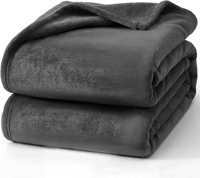 Hansleep Fleece Charcoal Throw XL Blanket, Super Soft Flannel Fuzzy, Plush Cozy Blanket for All Seasons, Charcoal, Throw XL 50x70 Inches
