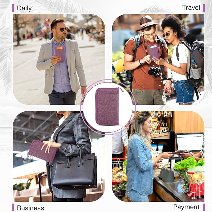 Single Passport Holder for Travel, RFID Travel Document Organizer for Women Waterproof Passport Wallet Men Portable Case for Cards, Boarding Pass, ID, Money, Tickets with Zipper