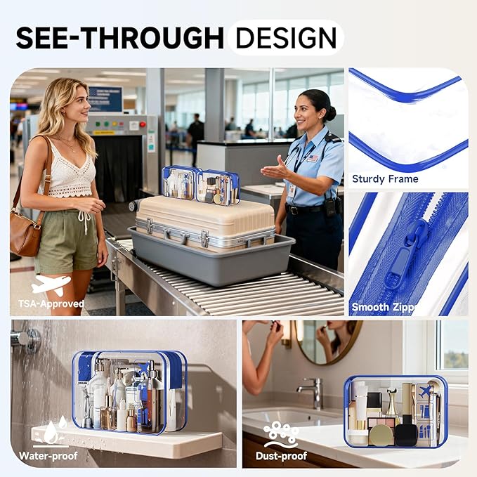 11 Set Packing Cubes for Travel, Gifts for Women Mom Kids, TSA Approved Bags for Makeup, Cosmetic, Toiletry, Suitcase Organizers for Checked Luggage, Cruise Essentials,Airplane Accessories, Klein Blue