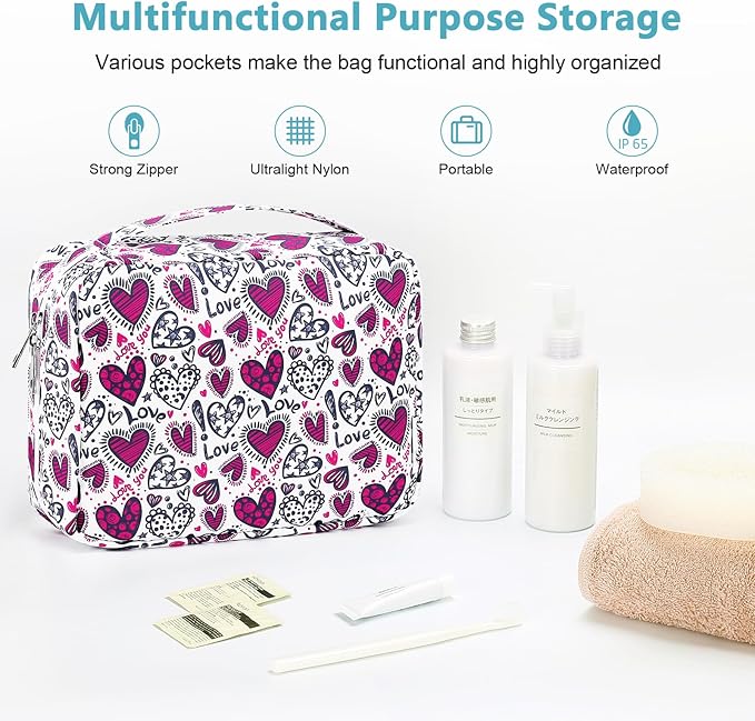 Mossio Hanging Toiletry Bag with Sturdy Hook - Large Portable Cosmetic Makeup Travel Organizer for Men & Women