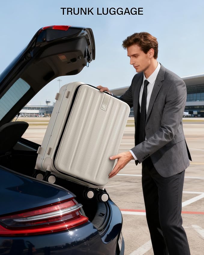 Hanke 26 Inch Large Luggage Suitcase Top Opening Aluminum Frame Travel Luggage Hard Shell Suitcases with Wheels for Woman Men.(Ivory white)