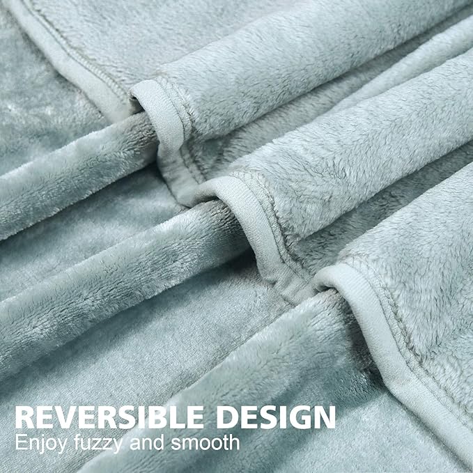 EIUE Comfortable Flannel Fleece Blanket,Ultra Soft Lightweight Portable Travel Blanket for Airplane,Reversible Microfiber Blanket for All Seasons(Grey,40x60)