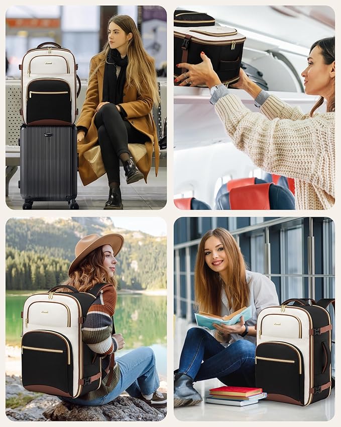 LOVEVOOK Travel Backpack for Women, 40L Airline Approved Carry On Backpack Luggage with 3 Packing Cubes, TSA Personal Item Travel Bag, Waterproof Weekender Backpack Fits 17.3" Laptop