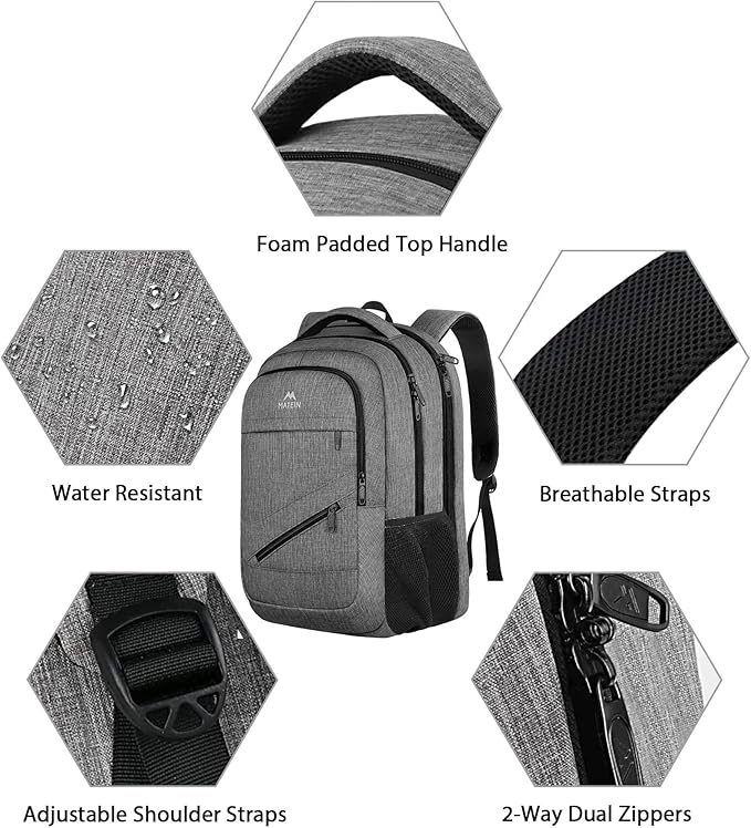 MATEIN 18 Inch Extra Large Laptop Backpack, 50 L Travel Backpack with Anti Theft Pocket & TSA Laptop Compartment for Men Women, Multiple Pockets Business Computer Carry On, Grey