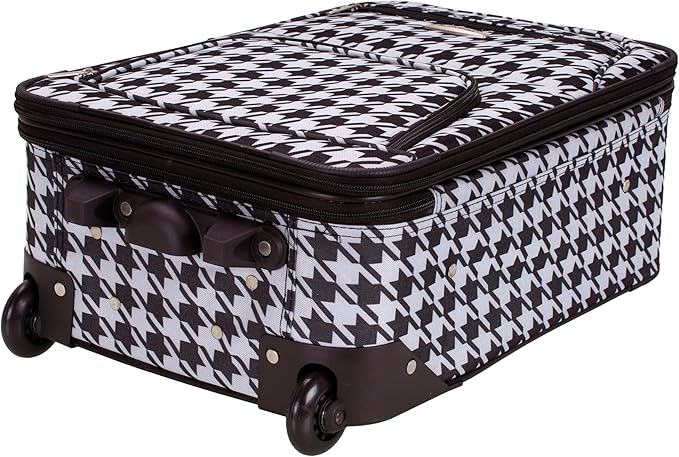 Rockland Fashion Softside Upright Luggage Set, Expandable, Kensington, Black and White, 2-Piece(14/19)