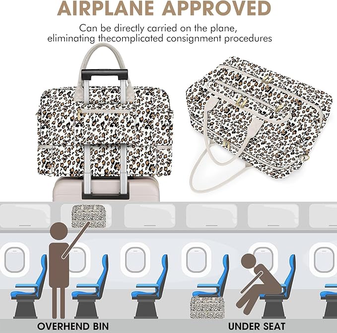 Travel Duffle Bag Weekender for Women - Carry-On Overnight Personal Item Bag with Shoe Compartment & Wet Pocket Large Weekend Tote Bags with Toiletry Hospital Bags for Labor and Delivery