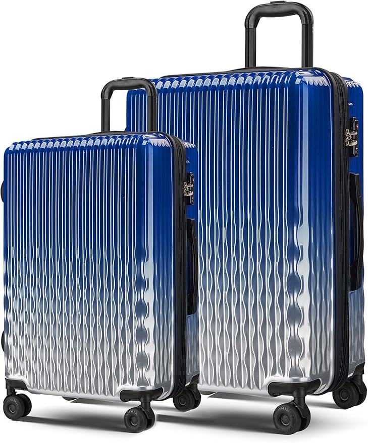 Checked 2 Sets 22 Inch/25 Inch Luggage, ABS+PC Hardshell Suitcase Lightweight Large Travel Luggage with Spinner Wheels & TSA Lock