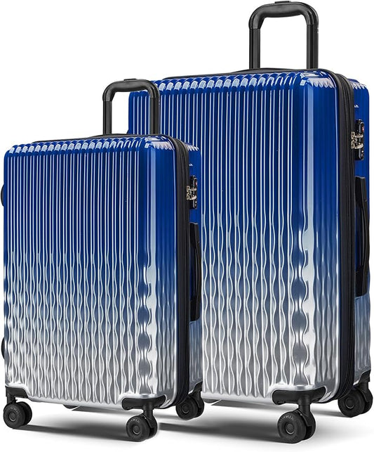 Checked 2 Sets 22 Inch/25 Inch Luggage, ABS+PC Hardshell Suitcase Lightweight Large Travel Luggage with Spinner Wheels & TSA Lock