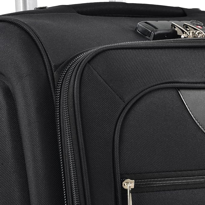Softside Luggage Sets 3 Piece - 20" Carry-On, 24” & 28” Checked Luggage Set, Expandable Luggage Lightweight Suitcase with Spinner Wheels & TSA Lock for Family Extended Travel (Black)