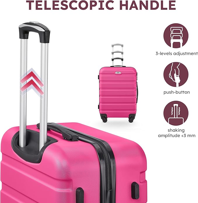 Suitour 4 Piece Luggage Sets, Hard Shell Suitcase Set with Spinner Wheels 16 20 24 28inch Travel Sets(Rose Red)