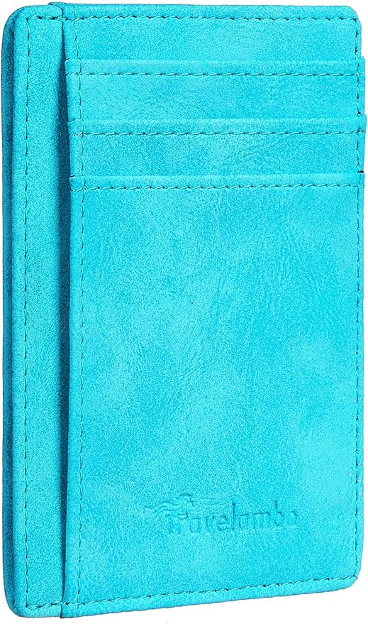 Travelambo Slim Wallet Front Pocket Minimalist Leather RFID Blocking Medium Size