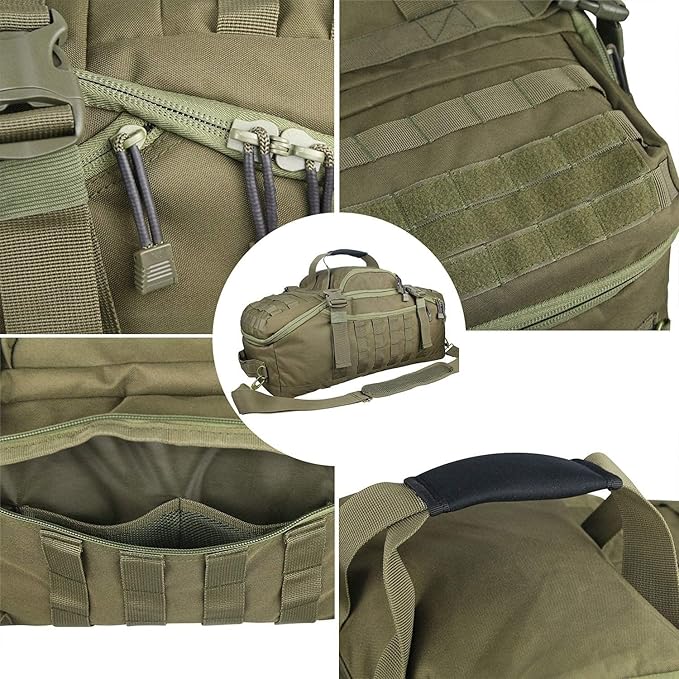 Travel Duffle Bag Backpack for Men - Large Tactical Bags Weekender Gym Bag for Overnight Traveling Military Workout Deployment Sports (Green, 80L)