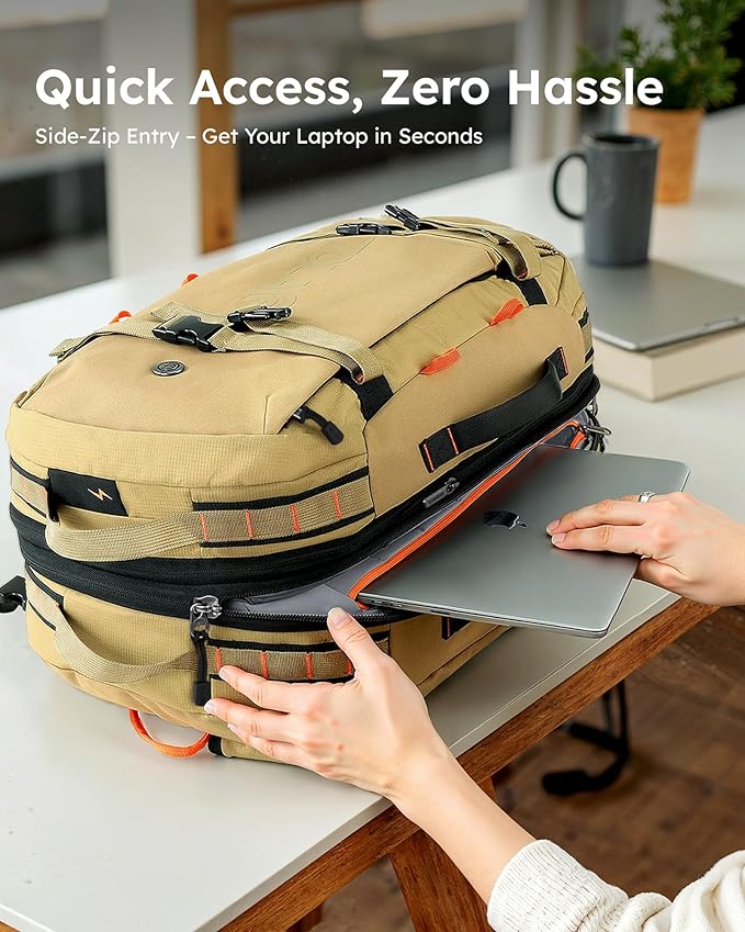 Tolaccea Travel Backpack for Men Women, 40L-50L Carry On Backpack with Wet Dry Compartment, TSA Approved Laptop Daypack Fits 15.6", Convertible Expandable Large Rucksack Duffel Bag for Work Travel